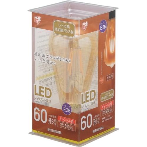 アイリスオーヤマ LDF7C-G-FK LEDフィラメント電球 E26口金 T形 60形相当 キャン...