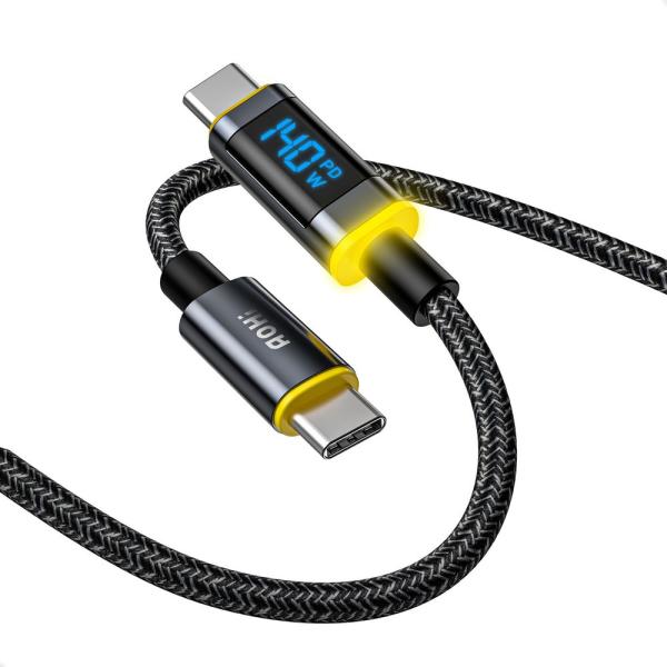 AOHI USB C to USB C LED Display Cable - 1.2m140W／5...