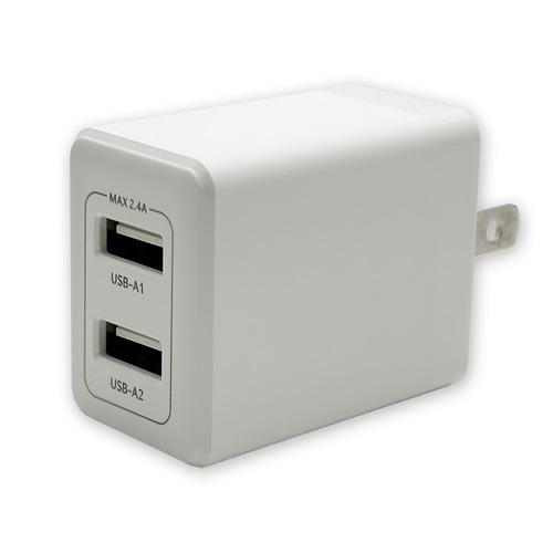 OSMA ACU2-224ADW 2.4A AC充電器 2ポート 自動判別機能搭載 ホワイト