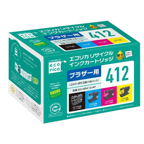 エレコム ECI-BR412-4P エコリカ 互換リサイクルインクカートリッジ ブラザー LC412...