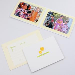 ペーパー フォトフレーム 写真台紙 記念日 Anniversary/マーガレット ホワイト Lサイズ （89×127mm） 2面ヨコ｜yamadaya-daishi