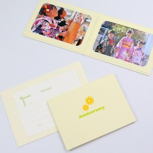 ペーパー フォトフレーム 写真台紙 記念日 Anniversary/マーガレット クリーム  Lサイズ （89×127mm） 2面ヨコ｜yamadaya-daishi
