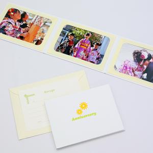 ペーパー フォトフレーム 写真台紙 記念日 Anniversary/マーガレット 2Lサイズ 3面ヨコ ホワイト｜yamadaya-daishi
