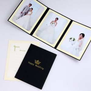 ペーパー フォトフレーム 写真台紙 ウエディング 結婚式 Happy Wedding/クラウン Lサイズ （89×127mm） 3面タテ ブラックの商品画像