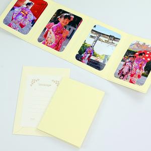 ペーパー フォトフレーム 写真台紙 無地表紙 Lサイズ （89×127mm） 4面タテ クリーム （メッセージカード：ツタ）の商品画像