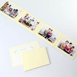 ペーパー フォトフレーム 写真台紙 無地表紙 2Lサイズ 4面ヨコ クリーム （メッセージカード：ツタ）