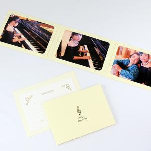 ペーパー フォトフレーム 写真台紙 音楽発表会 MUSIC CONCERT/音符 2Lサイズ 3面ヨコ クリーム