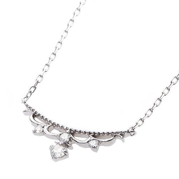 ダイヤモンド ネックレス 4石 0.1ct K18 ホワイトゴールド ダイヤ4ストーン ティアラモチ...