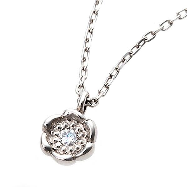 ダイヤモンド ネックレス 一粒 0.014ct プラチナ Pt900 花 フラワーモチーフ ペンダン...