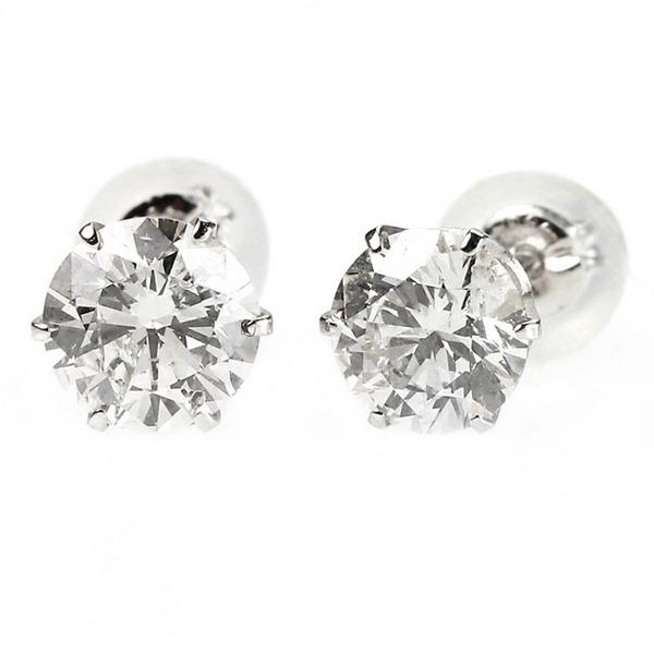 ダイヤモンドピアス 一粒 1カラット プラチナ Pt900 1ct ダイヤ 大粒 シンプル スタッド...