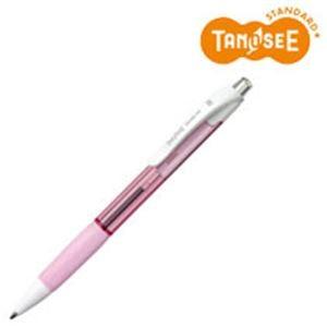 （まとめ）TANOSEE ノック式油性ボールペン（なめらかインク） 極細 0.5mm クリアピンク（...