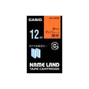 （まとめ）カシオ CASIO 蛍光テープ XR-12FOE 橙に黒文字 12mm〔×5セット〕