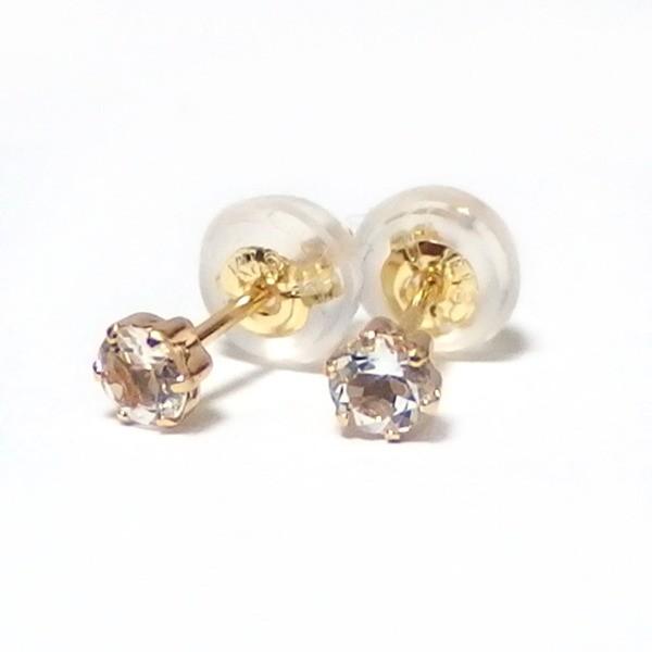 ピアス アクマリン K18 イエローゴールド 3月 誕生石 シリコン製ダブルロックキャッチ