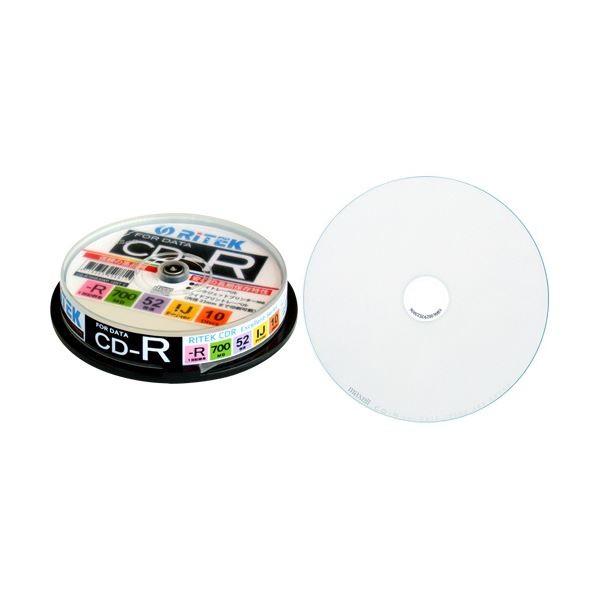 （まとめ）RITEK データ用CD-R 700MB1-52倍速 ホワイトワイドプリンタブル スピンド...