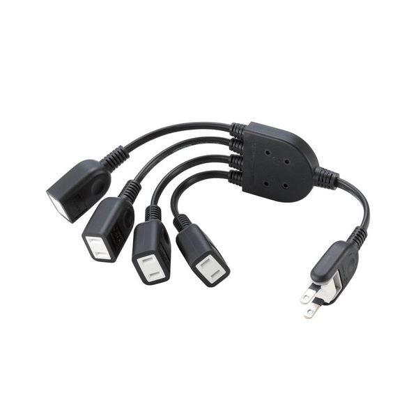 （まとめ）エレコム ACアダプタ用電源延長コード(2Pオス)-(2Pメス×4) ブラック 0.2m ...