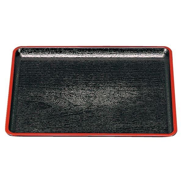 尺6 桐木目会席盆/トレー 〔黒天朱〕 500mm×396mm×18mm 日本製 〔和食 レストラン...