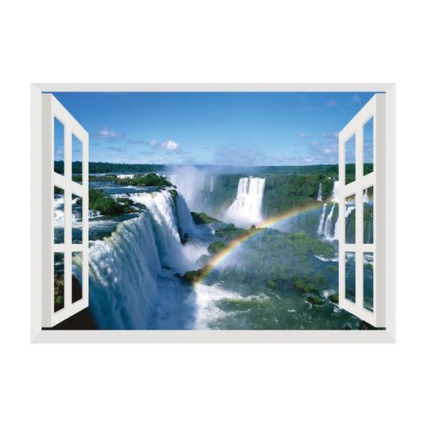 お風呂のポスター 縦51.5×横72.8cm 世界遺産 イグアスの滝 タックシール付き 貼りなおし可...