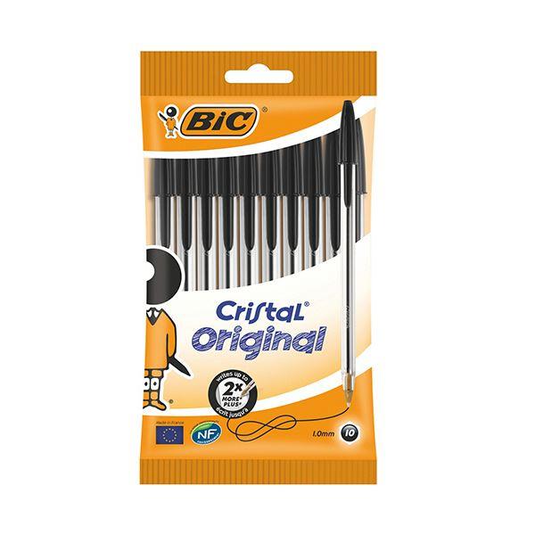 （まとめ） BIC油性ボールペン クリスタル ミディアム 1.0mm 黒 CMBLK-10P 1パッ...
