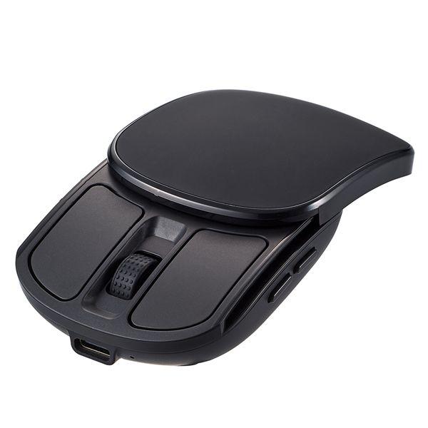 Digio2 無線充電スライド静音5ボタンBlueLEDマウス ブラック MUS-RKF235-BK