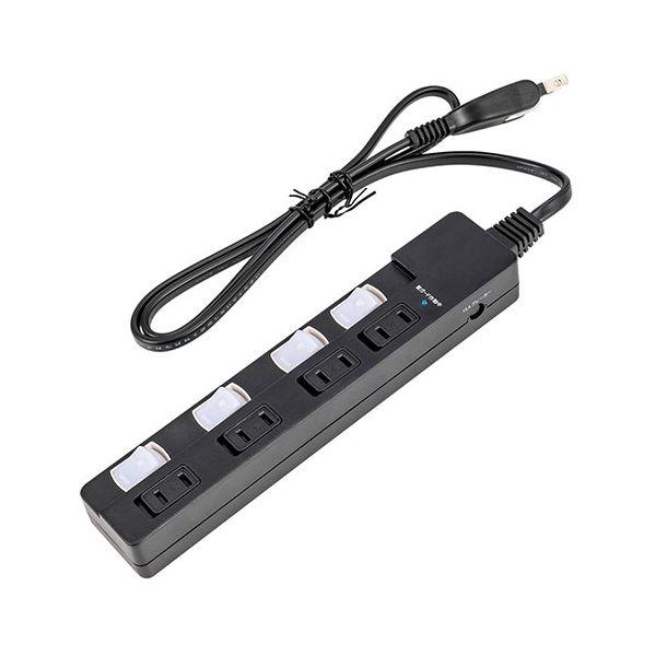 Digio 安全機能搭載スイッチ付きOAタップ 4個口 1m ブラック TAP-047-10BK