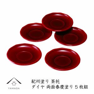 茶托 漆器 12cm 総春慶塗 5枚セット 和風 赤 ギフト お茶 セット お皿