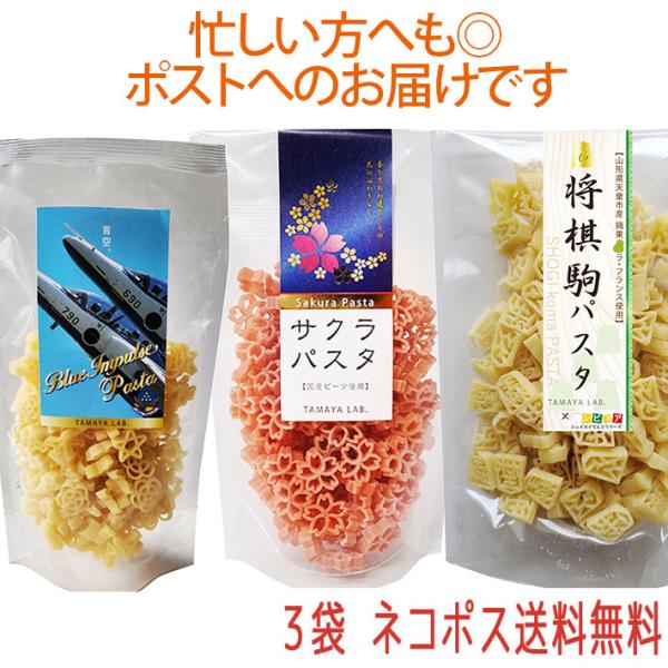 玉谷製麺 ブルーインパルスパスタ サクラパスタ 将棋駒パスタ 100gX3袋セット  飛行機のパスタ...