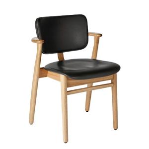 artek(アルテック)アームチェア DOMUS CHAIR(ドムスチェア) ナチュラル×革ブラック(背面・座面)(受注品)｜yamagiwa