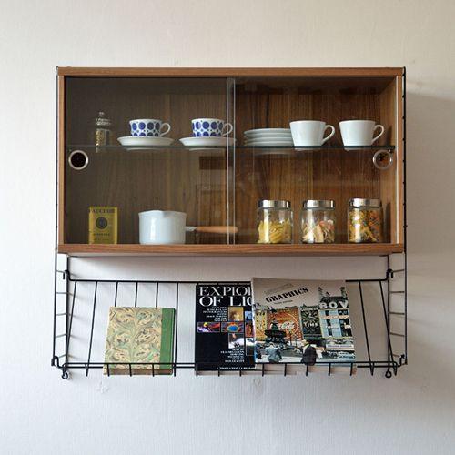 string(ストリング)壁掛け食器棚 「system BASIC KITCHEN 01」ウォルナッ...