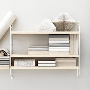 【新品未使用】激レア完売品！ストリングポケットの壁掛け飾り棚 シェルフ ベージュ 葛西薫カレンダープレゼント】String funiture 北欧の名作シェルフ