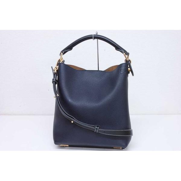 ロエベ Tバケット スモールバッグ 2WAY ハンドバッグ ショルダーバッグ ネイビー ブラック 3...