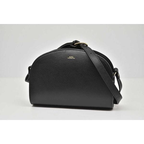 A.P.C アーペーセー DEMI-LUNE ショルダーバッグ グレインレザー ハーフムーン ブラッ...