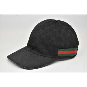 グッチ GUCCI GGキャンバス キャップ 帽子 XLサイズ コットン ブラック ウェブライン 200035【正規品】｜yamago78