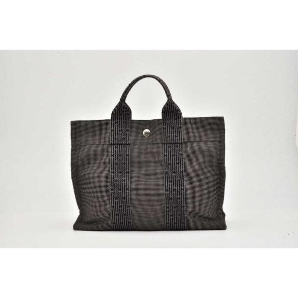 エルメス エールライン トート PM ハンドバッグ キャンバス グレー