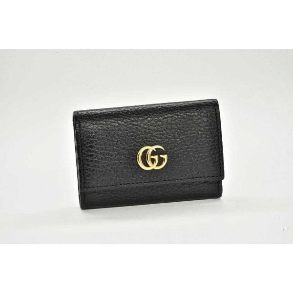 グッチ ダブルG キーケース 6本キーケース GGマーモント レザー ブラック 456118