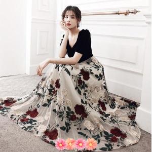 ロングドレス 演奏会用 パーティードレス 結婚式 ドレス ステージドレス 大人 ピアノ 発表会 コーラス 合唱衣装 ミモレ丈 マキシ丈 20代30代40代 成人式