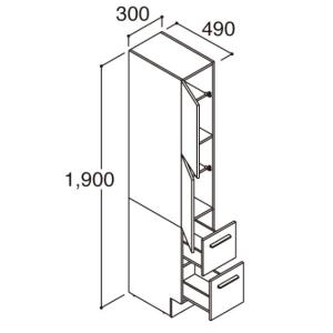 LIXIL / 洗面化粧台EV （MV後継品】トールキャビネット 標準タイプ W300 EBS-30...