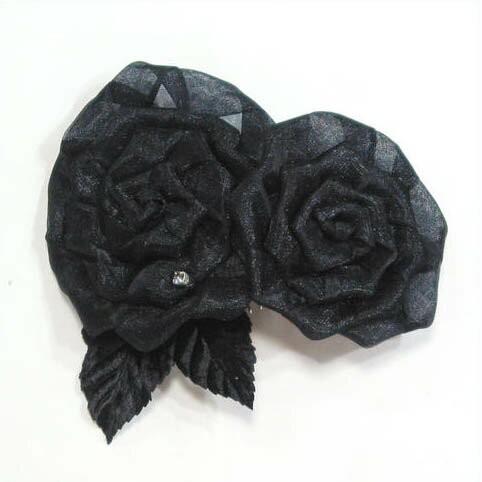 髪飾り 花 黒色 撫松庵 パーティー 振袖