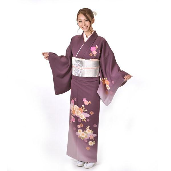 訪問着 正絹 仕立て上がり Osikiri Moe 着物 単品 紫 結婚式 入学式 入園式 卒業式 ...