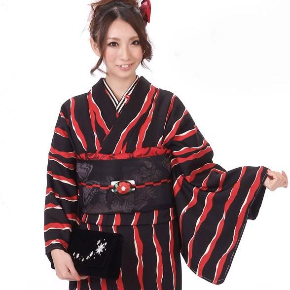 小紋 着物 正絹 仕立て上がり きもの道楽 袷 レディース 女性 カジュアル すぐに着れる着物 黒 ...