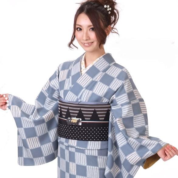 小紋 着物 正絹 仕立て上がり Mサイズ 袷 レディース 女性 カジュアル すぐに着れる着物 市松