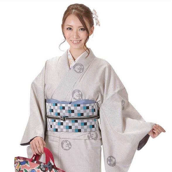 小紋 着物 正絹 仕立て上がり 紬 袷 レディース 女性 カジュアル すぐに着れる着物 グレー 兎