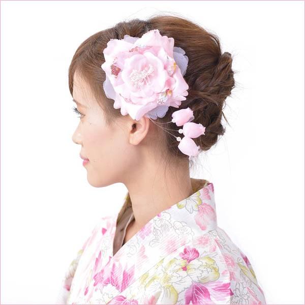 和装髪飾り お花のクリップ式コサージュ髪飾り
