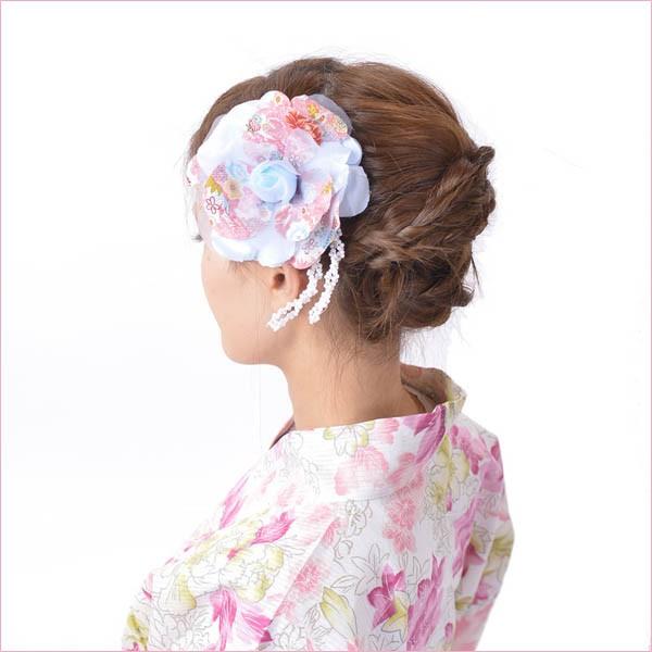 和装髪飾り お花のクリップ式コサージュ髪飾り