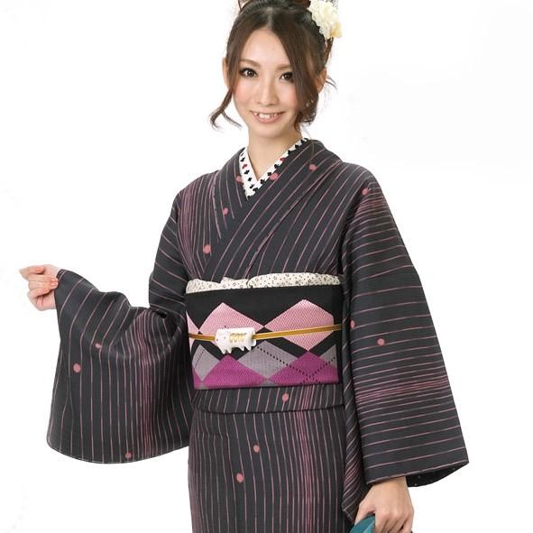 小紋 着物 正絹 仕立て上がり 紬 袷 レディース 女性 カジュアル すぐに着れる着物 黒