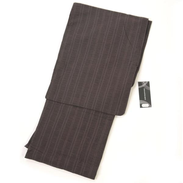 浴衣 メンズ 単品 しじら織 男 紳士 仕立て上がり 綿麻 涼しい天然繊維 茶 縞 M・LL サイズ