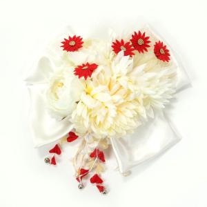髪飾り 成人式 花 和装 振袖 リボン 大きめ つまみ 白｜yamaki