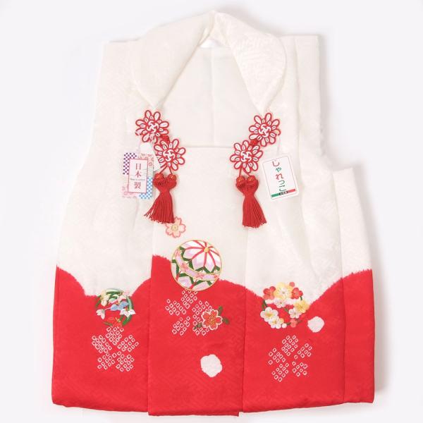 七五三 被布 3歳用 女の子 三つ身 被布コート 正絹 まり 花 刺繍 日本製 白 赤