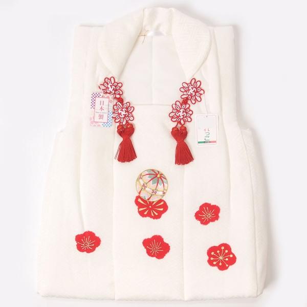 七五三 被布 3歳用 女の子 三つ身 被布コート 正絹 まり 花 刺繍 日本製 白