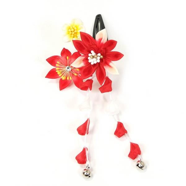 七五三 髪飾り 子供 女の子 3歳 7歳 かんざし つまみ スリーピン 赤【定形外郵便発送可】