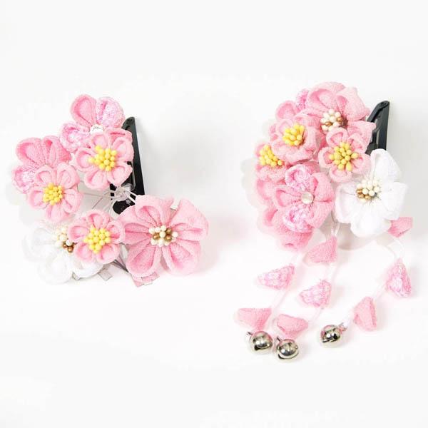 七五三 髪飾り 3歳 7歳 かんざし スリーピン パッチン留め つまみ細工 だらり 2本セット 子供...